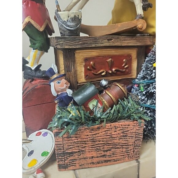 Holiday: Kirkland Fabric Mache Santa Claus 12” Workshop Christmas Scene Figure  - Picture 4 of 12